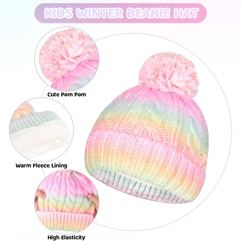 LeeLoon Kids Winter Hat Scarf Gloves Set, Kids Beanie Hat Long Scarf Mittens with Warm Fleece Lining for Boys Girls 3-10 Years Old - Image 2